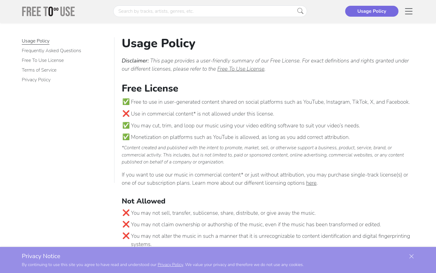 Captured Usage Policy