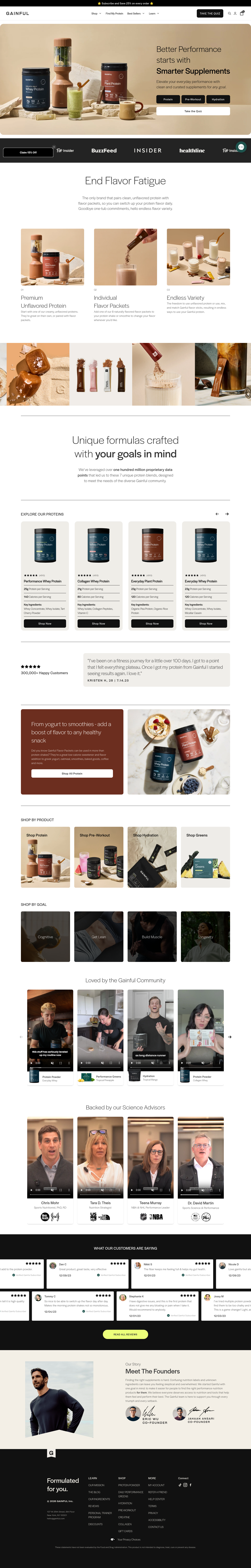 Nav section of gainful.com