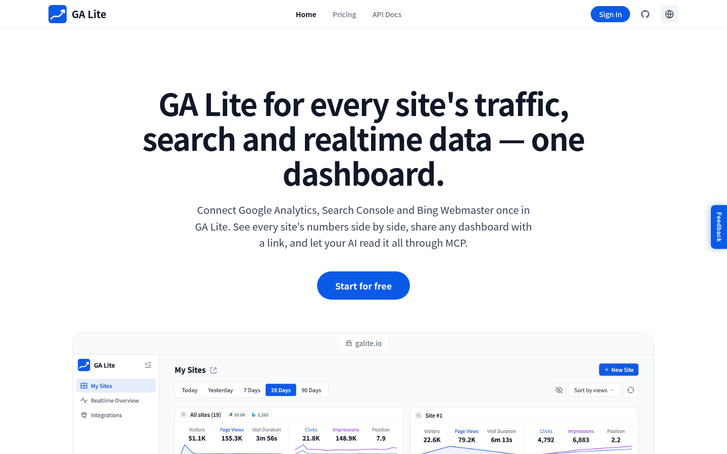 galite.io desktop capture of the first page