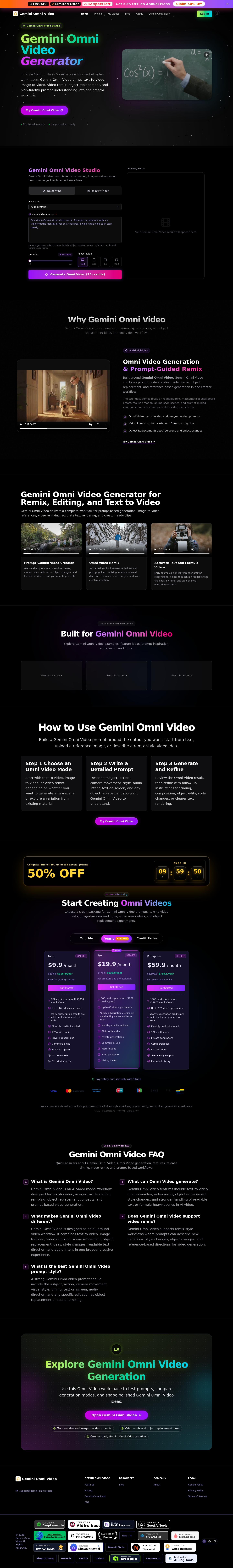 Nav section of gemini-omni.studio