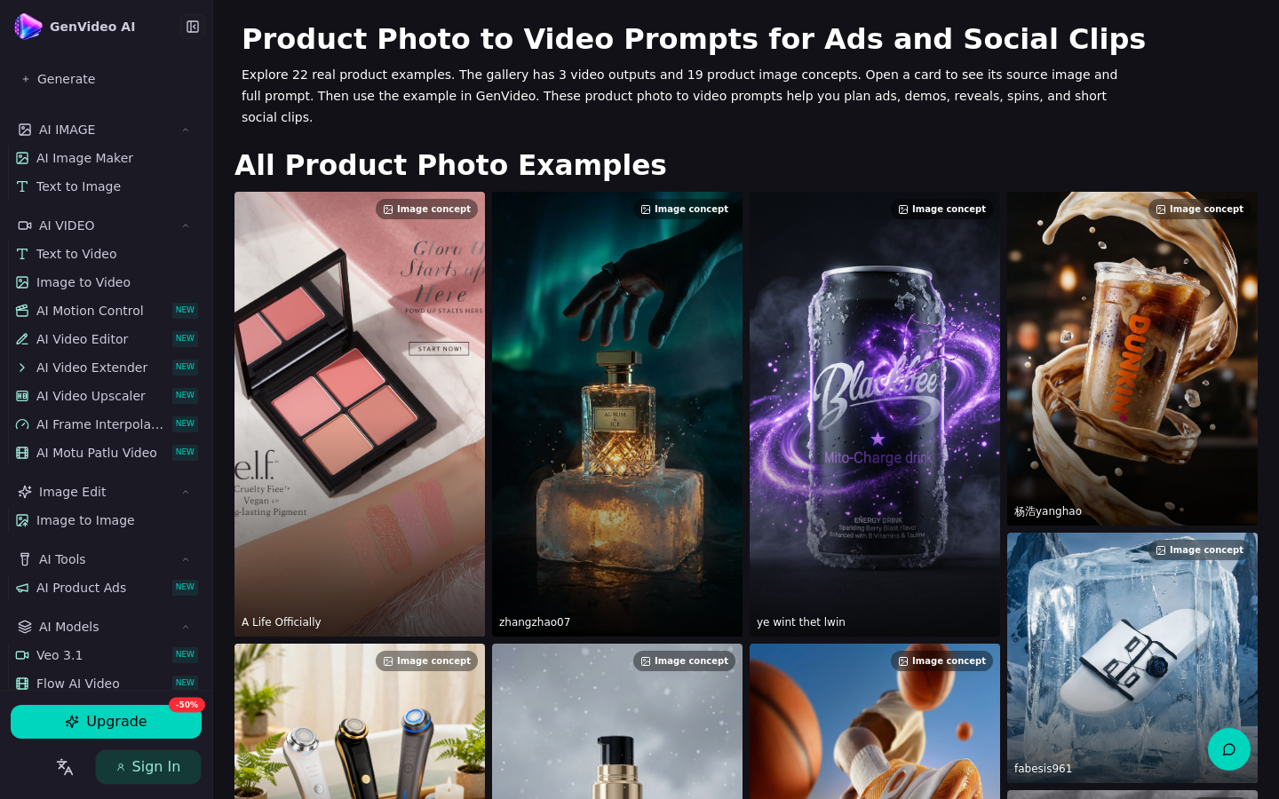 Product Photo To Video Prompts
