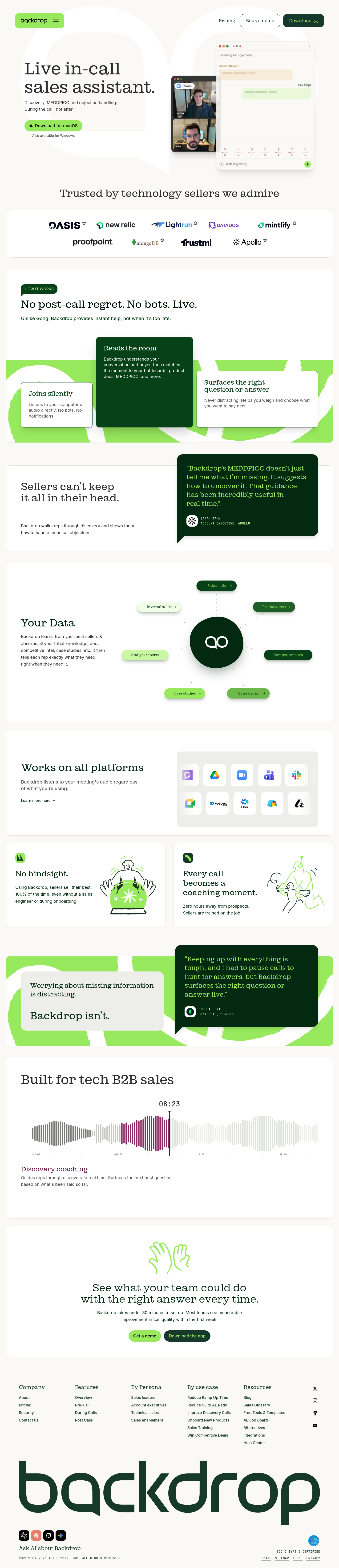 Nav section of getbackdrop.ai