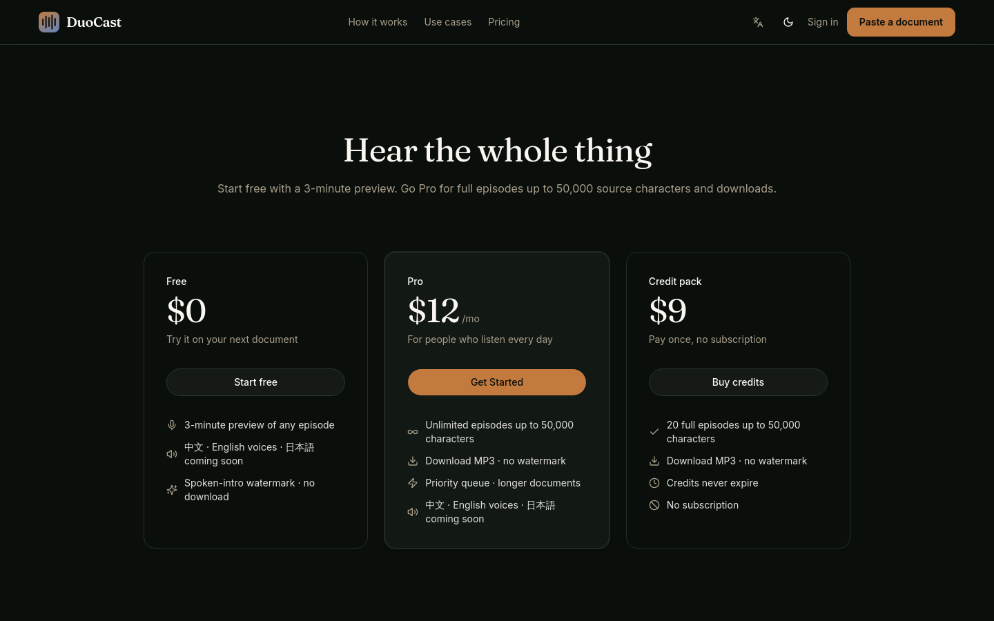 Pricing