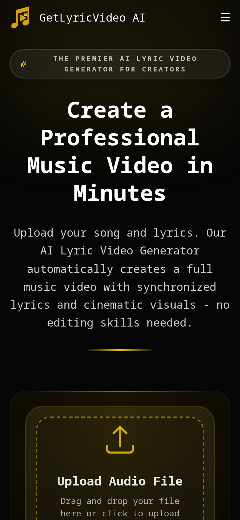 getlyricvideo.com mobile capture of the first page