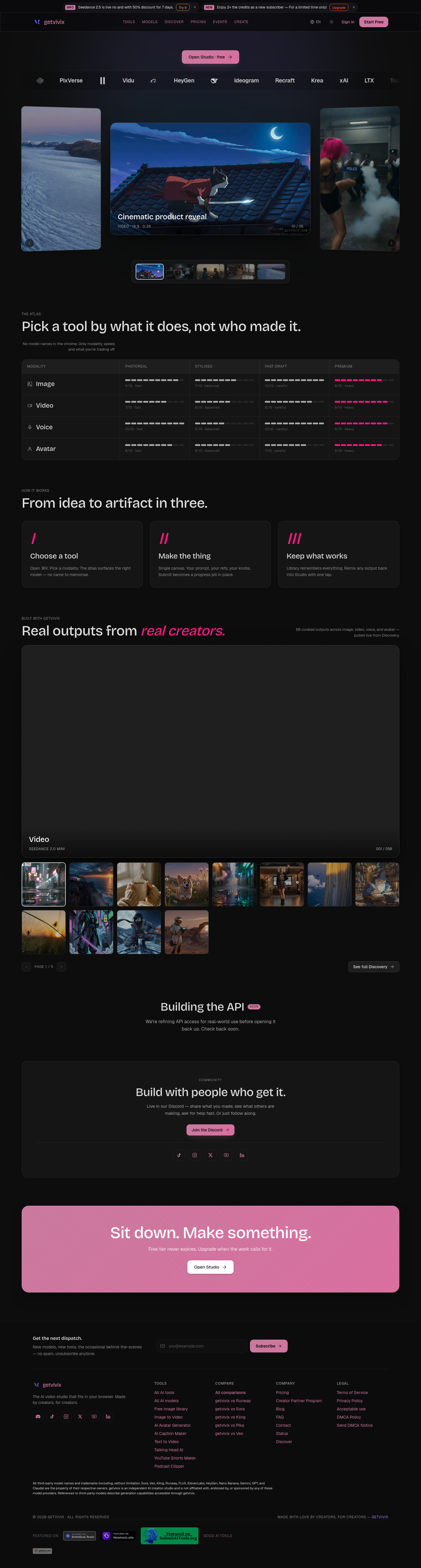 Nav section of getvivix.com