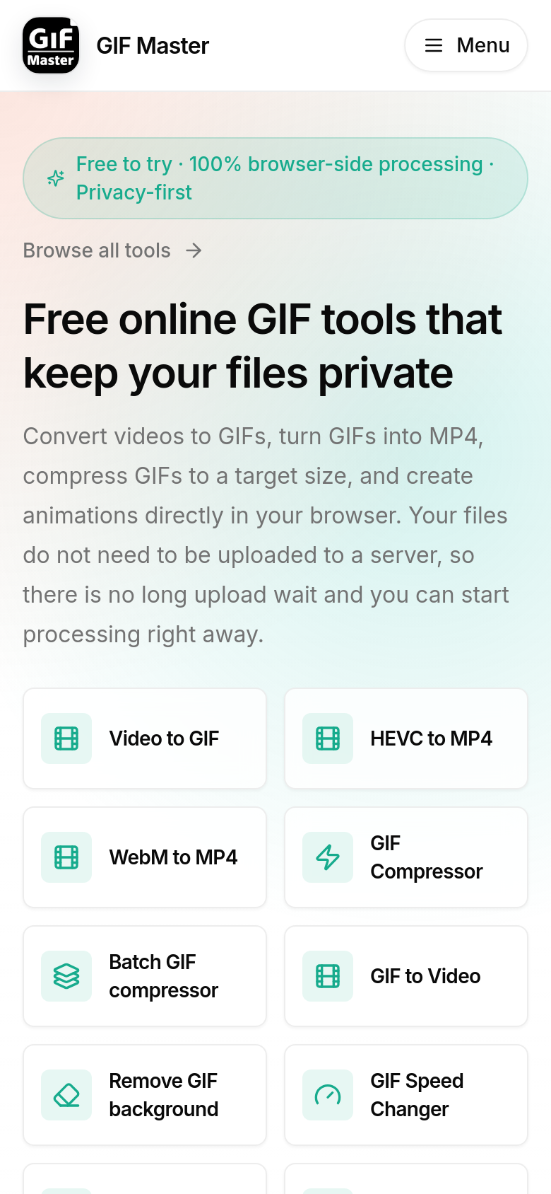 gif-master.com mobile capture of the first page