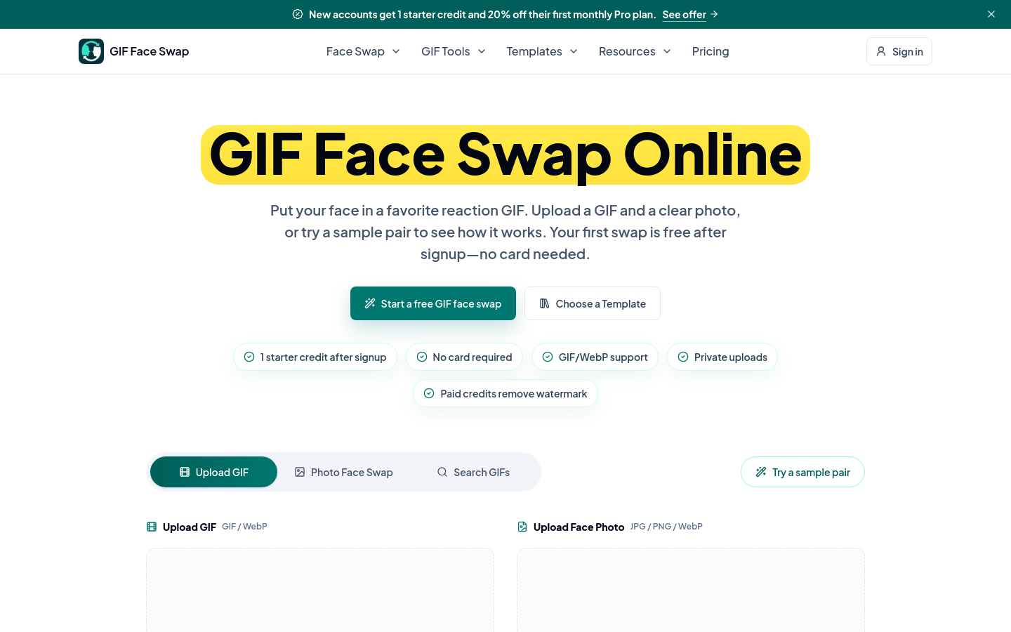 giffaceswap.org desktop capture of the first page