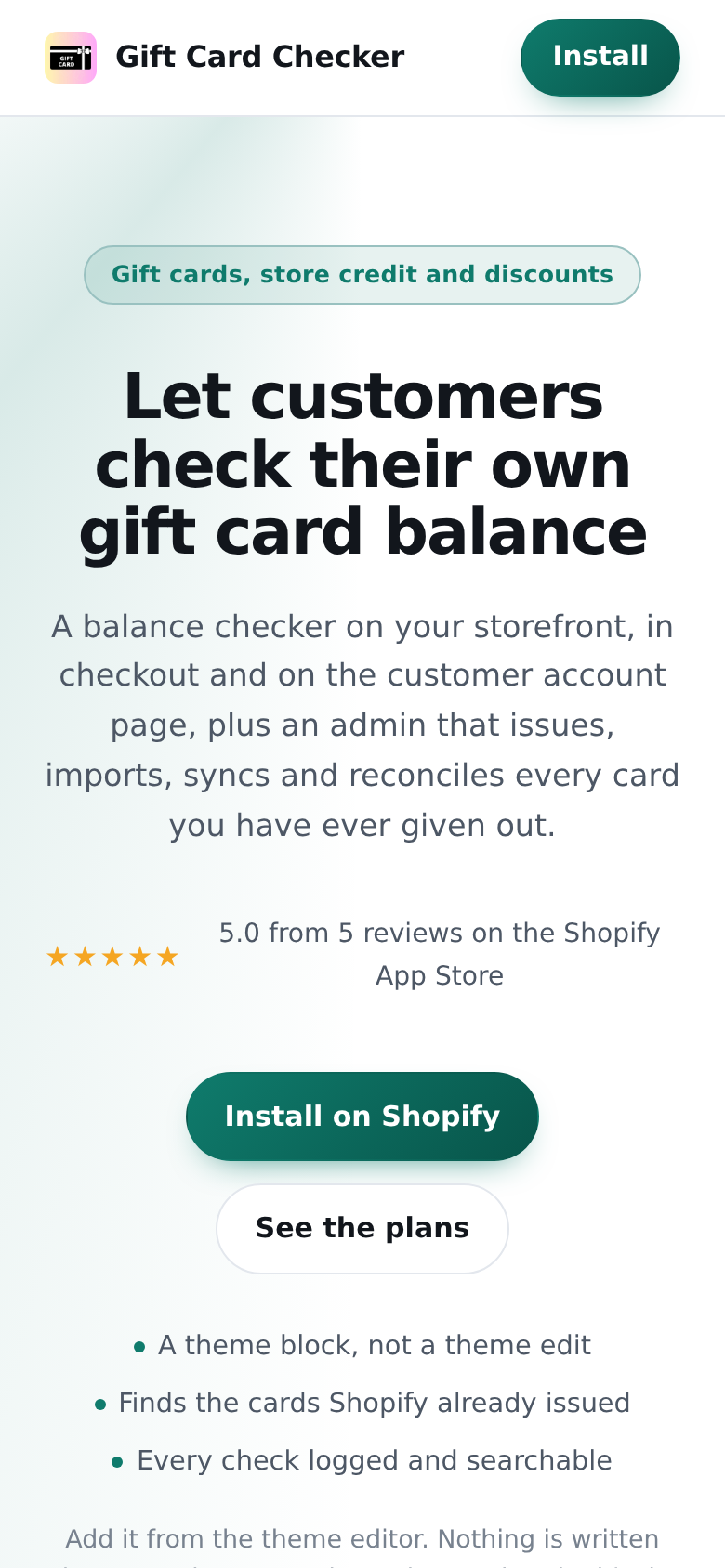 gift-card-checker.xco.agency mobile capture of the first page