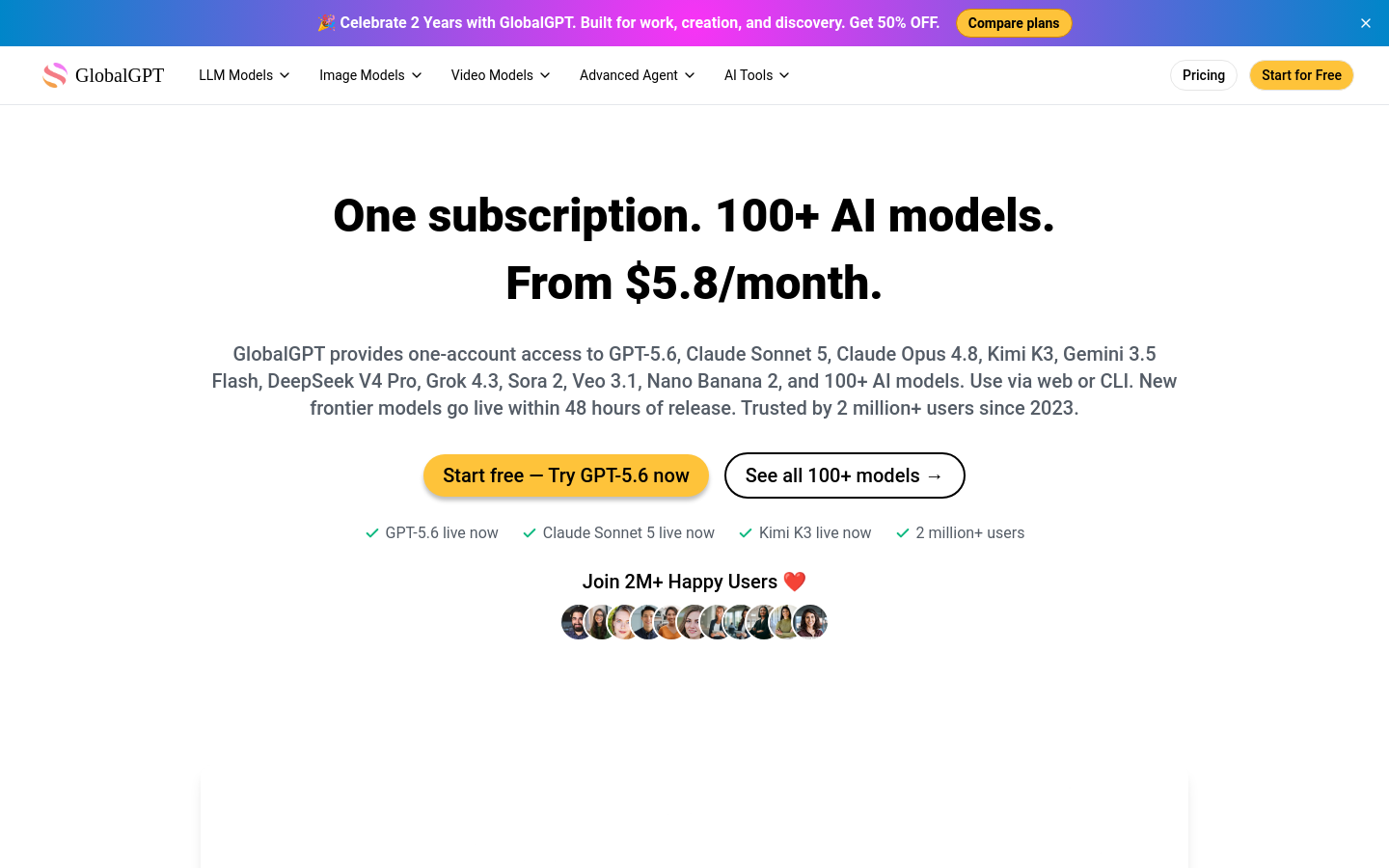 Nav section of glbgpt.com