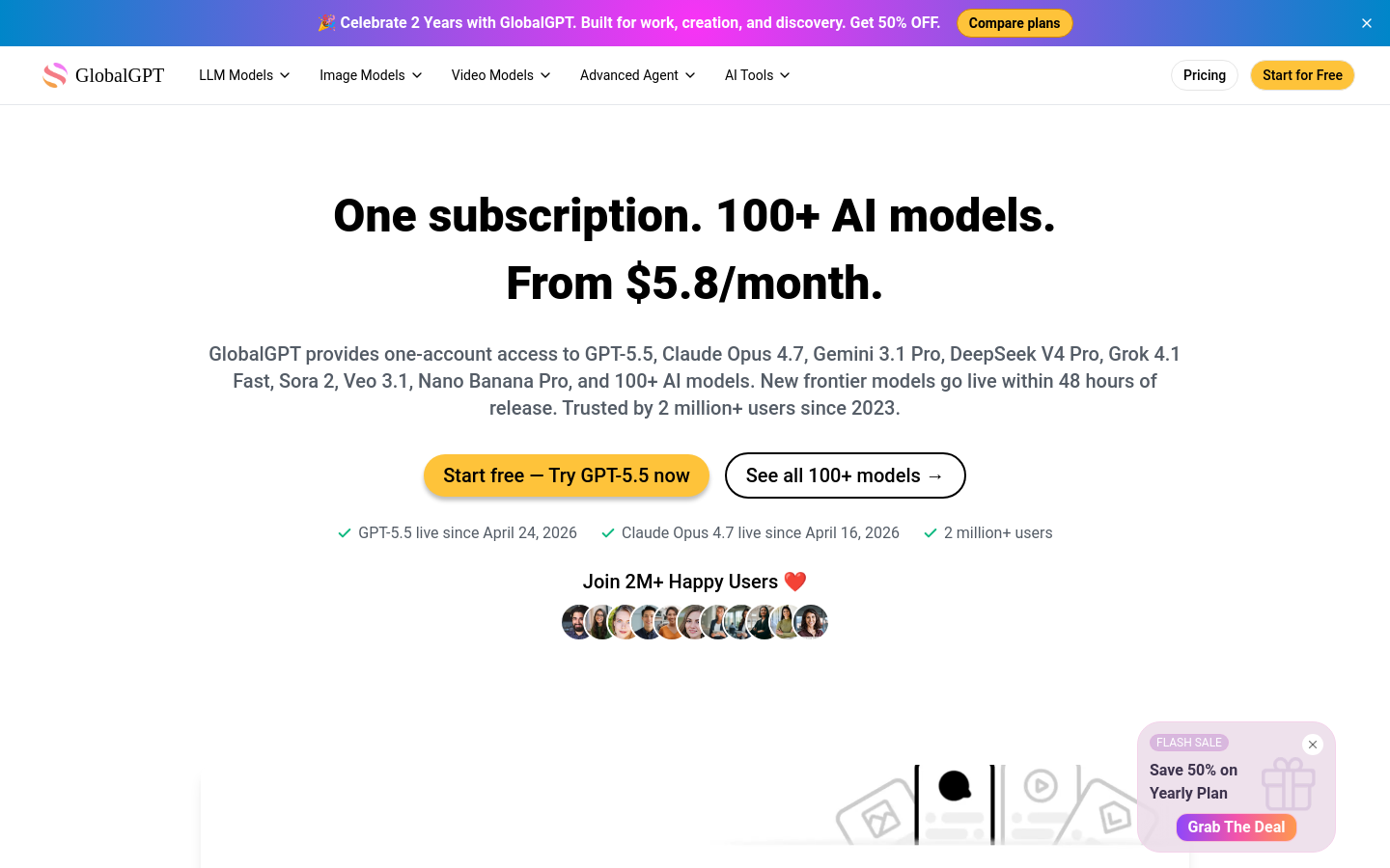 Above-the-fold capture of glbgpt.com