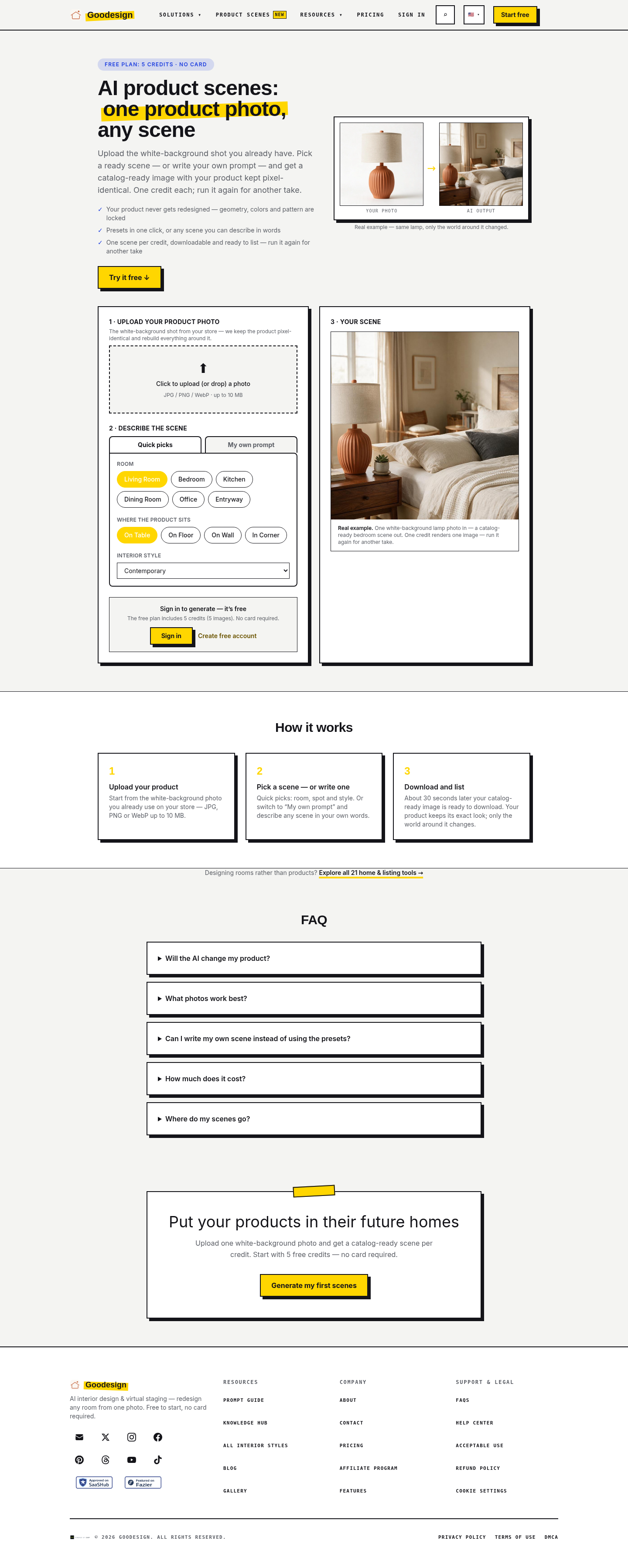 goodesign.io FAQ section, Product Scenes