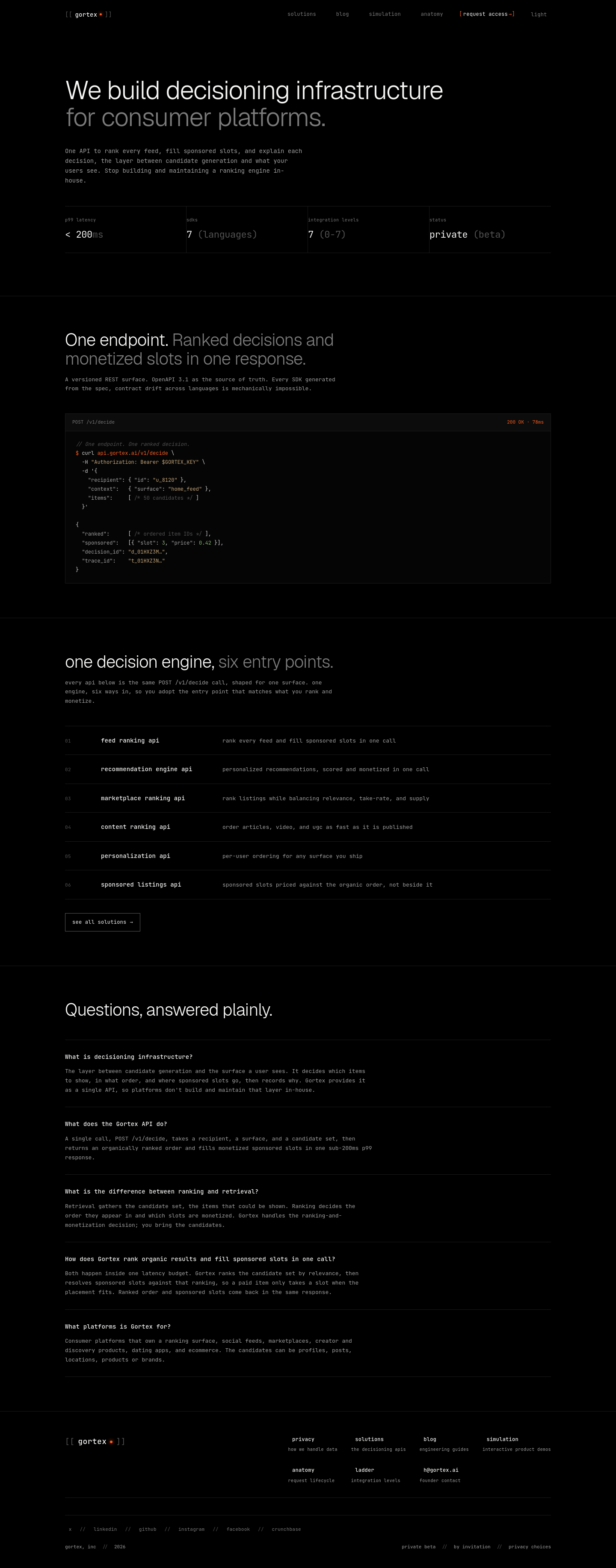 Nav section of gortex.ai