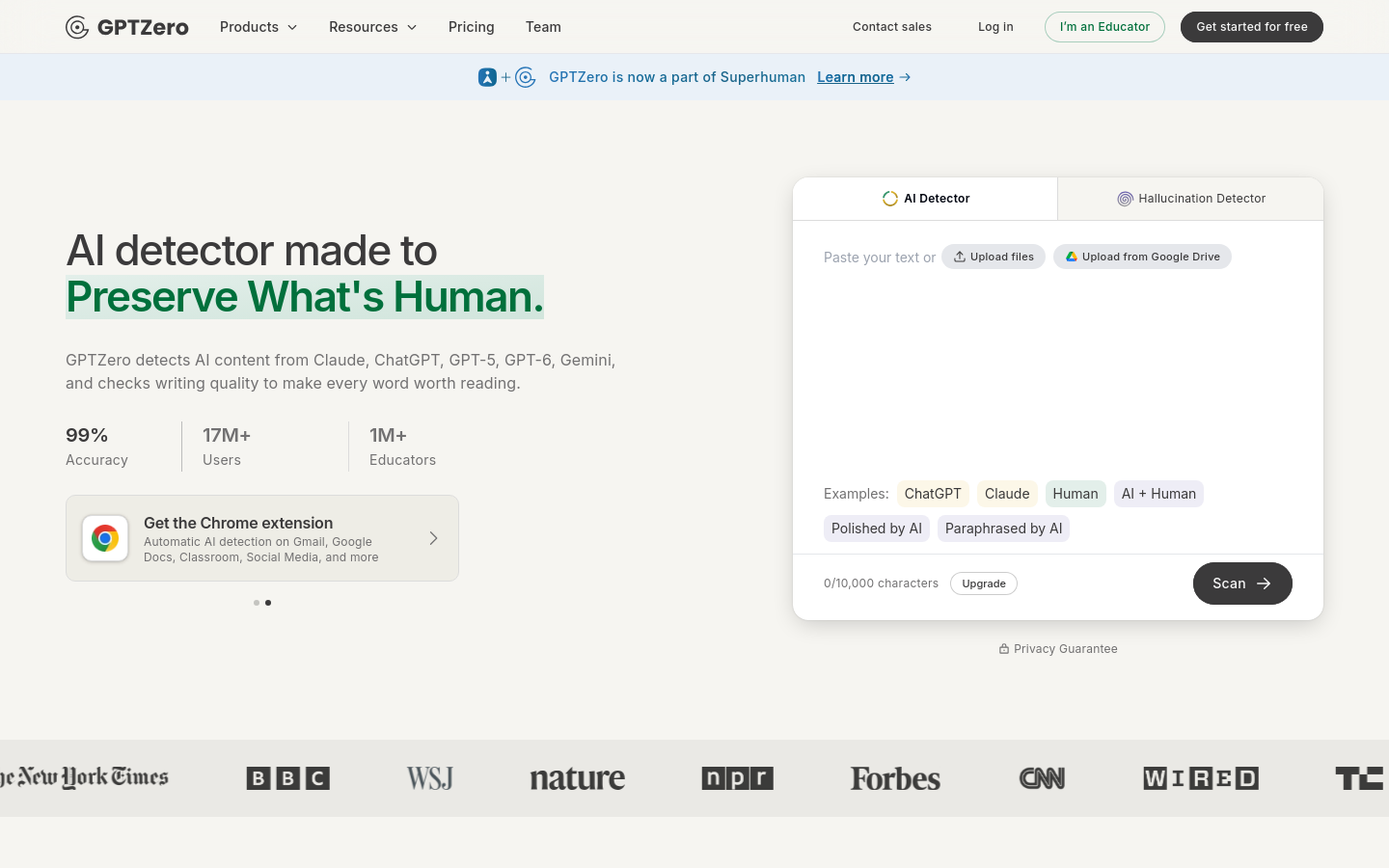 gptzero.me home page
