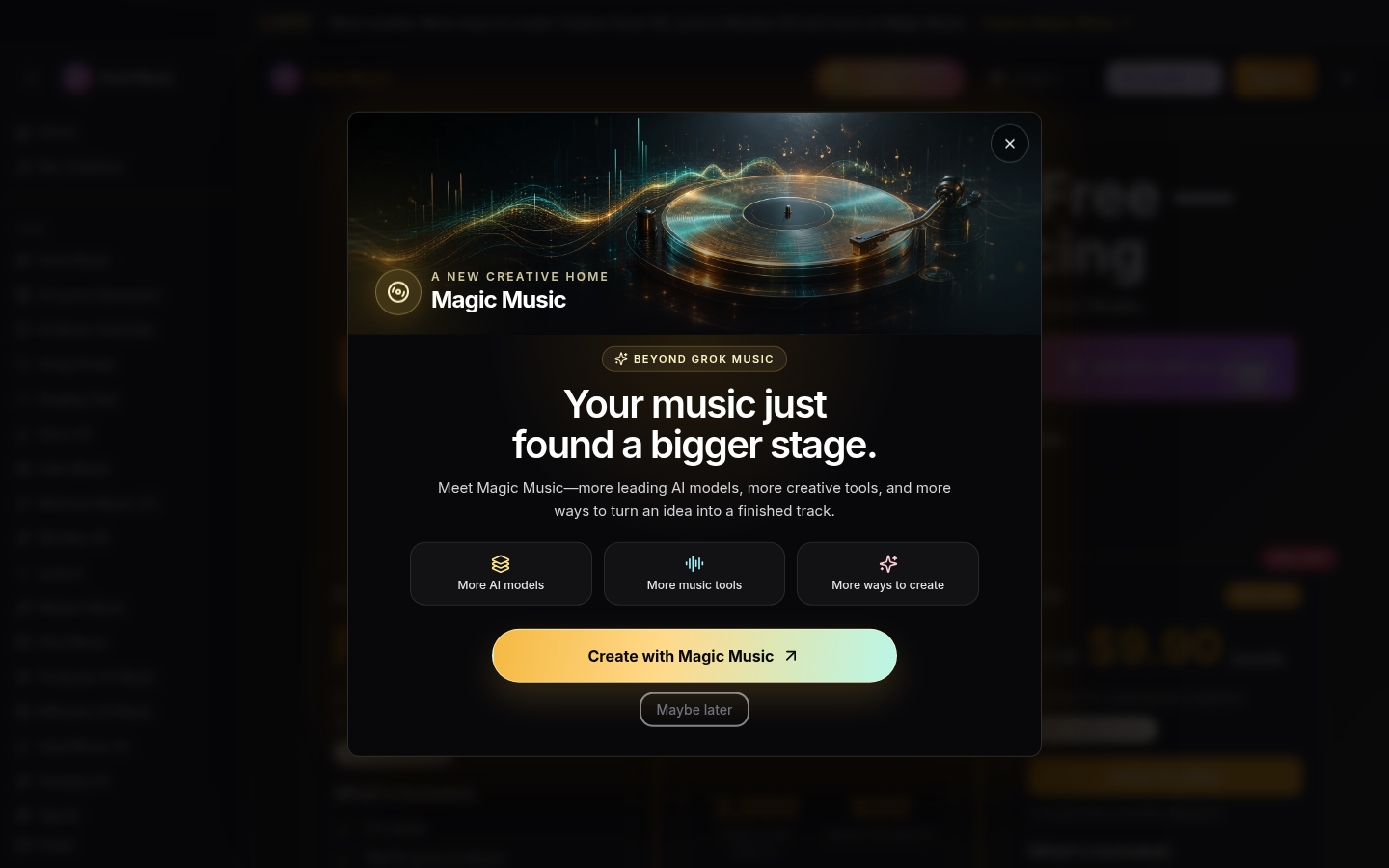 grokmusic.org Pricing capture, where it does this