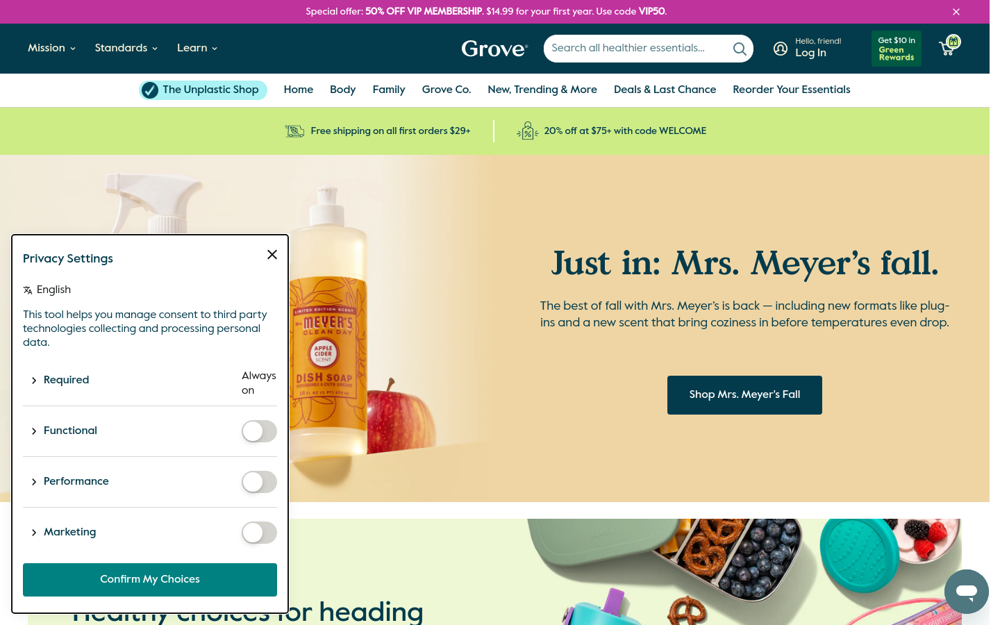 Above-the-fold capture of grove.co