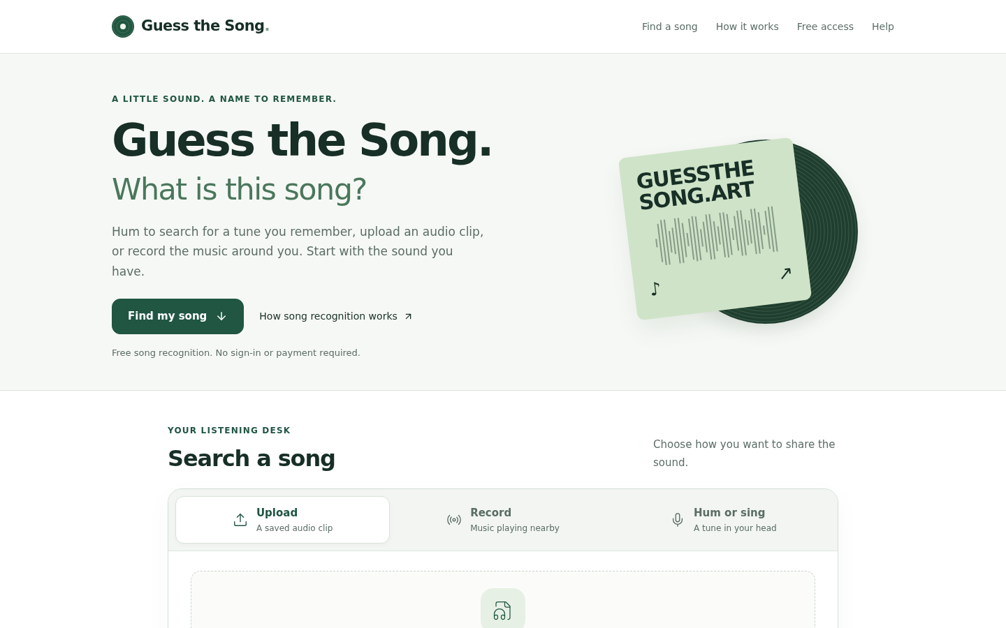 guessthesong.art desktop capture of the first page