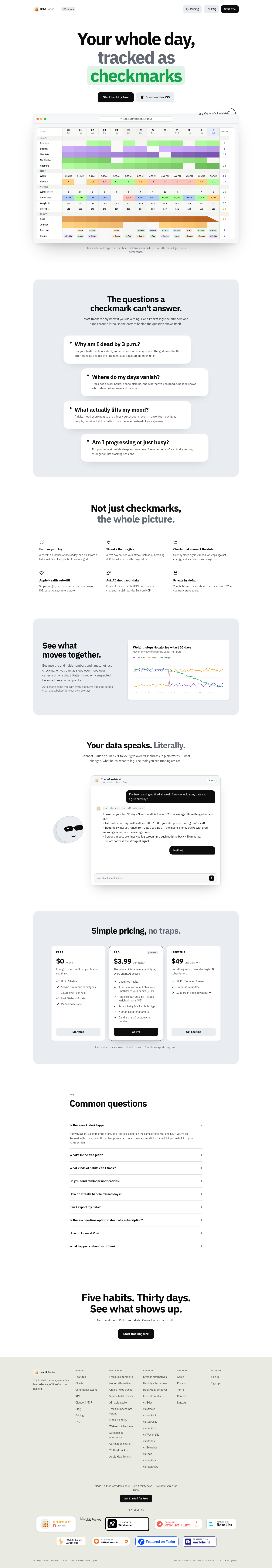 habitpocket.io — The Pricing Page