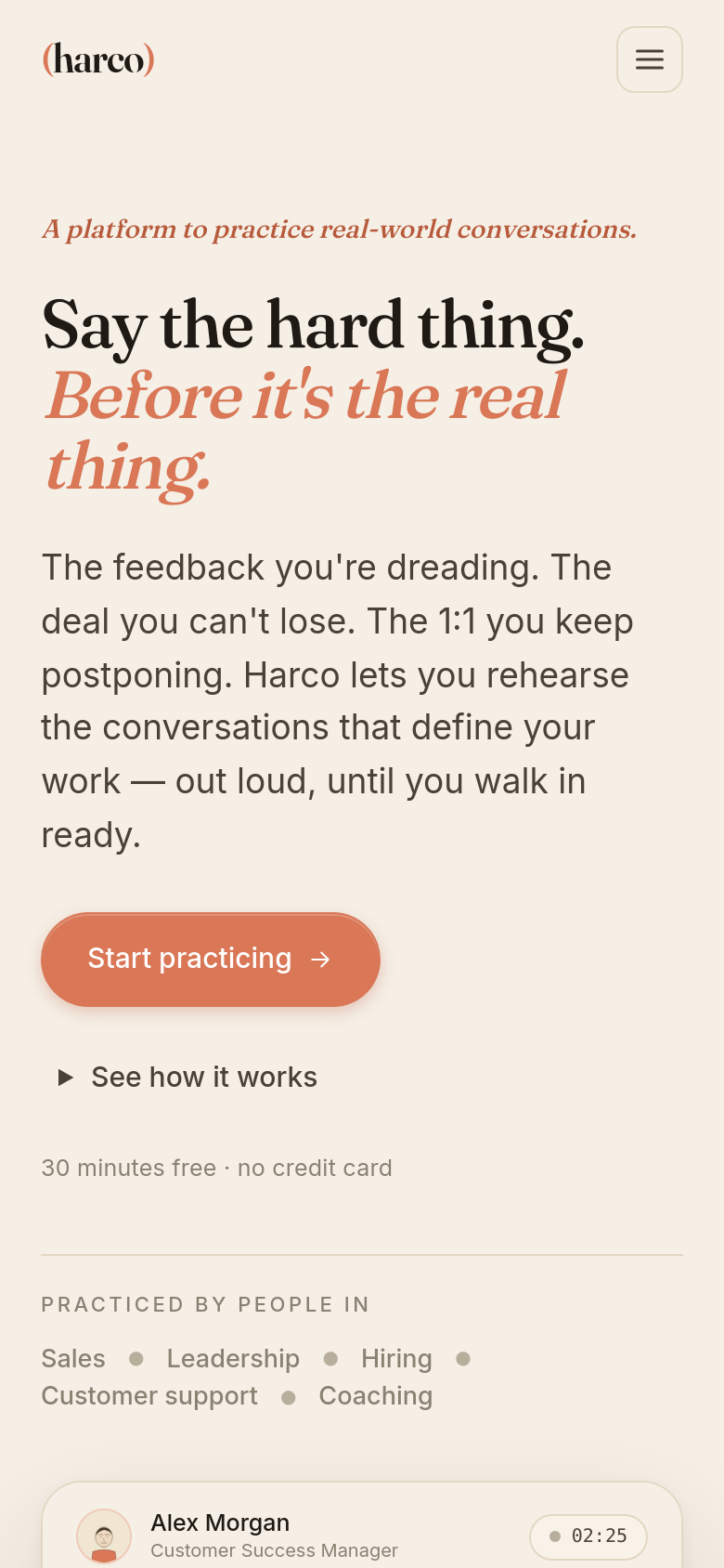 harco.ai mobile capture of the first page