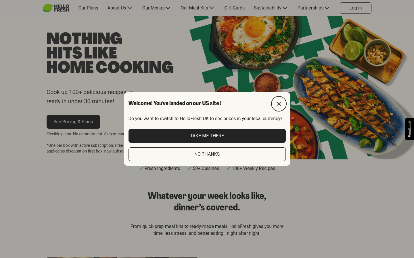 Above-the-fold capture of hellofresh.com