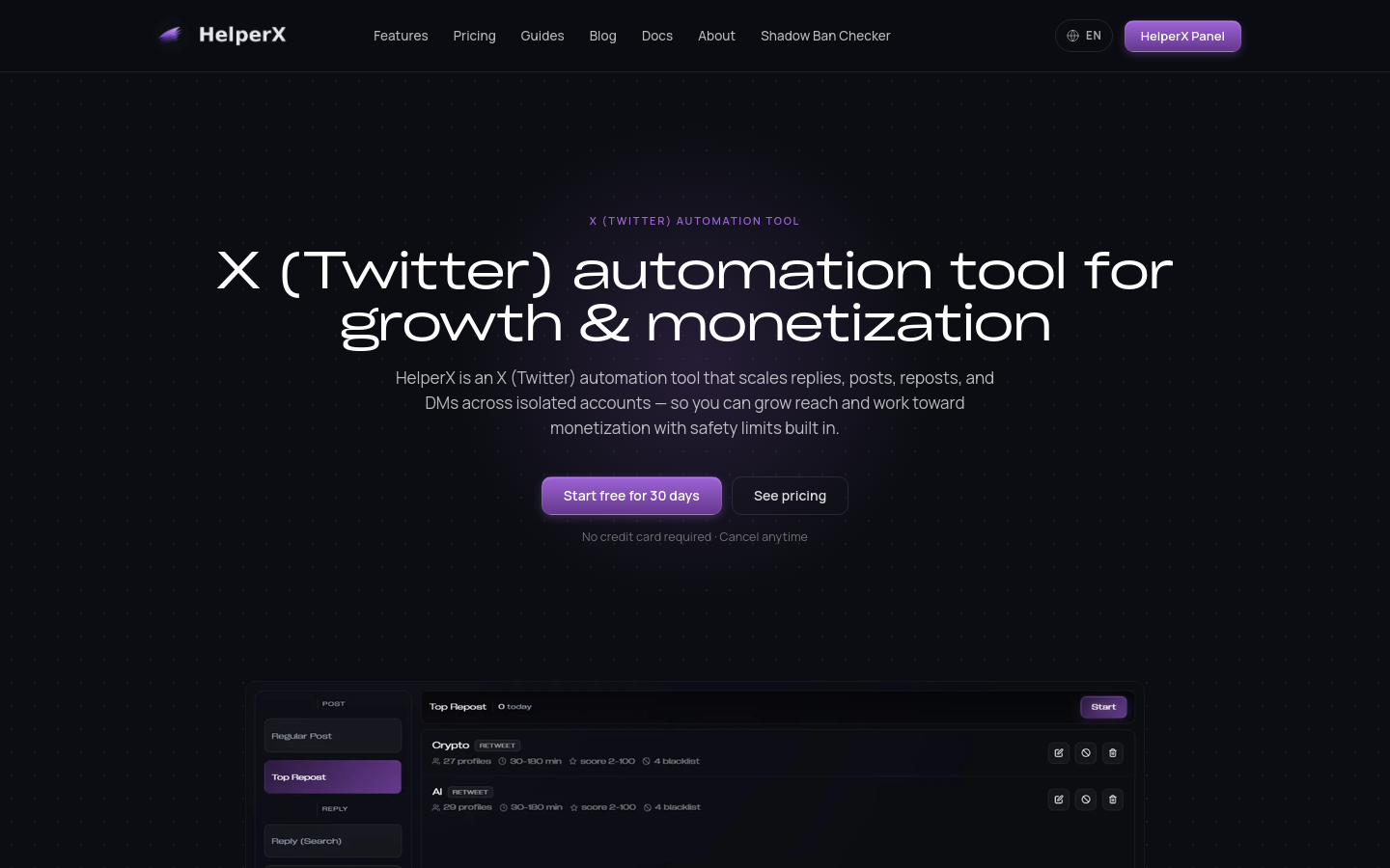 Above-the-fold capture of helperx.app