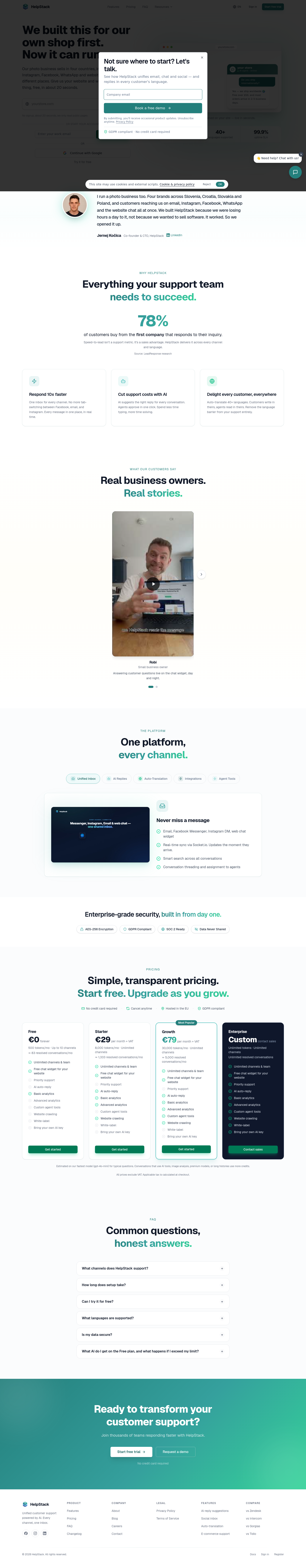 Nav section of helpstack.eu