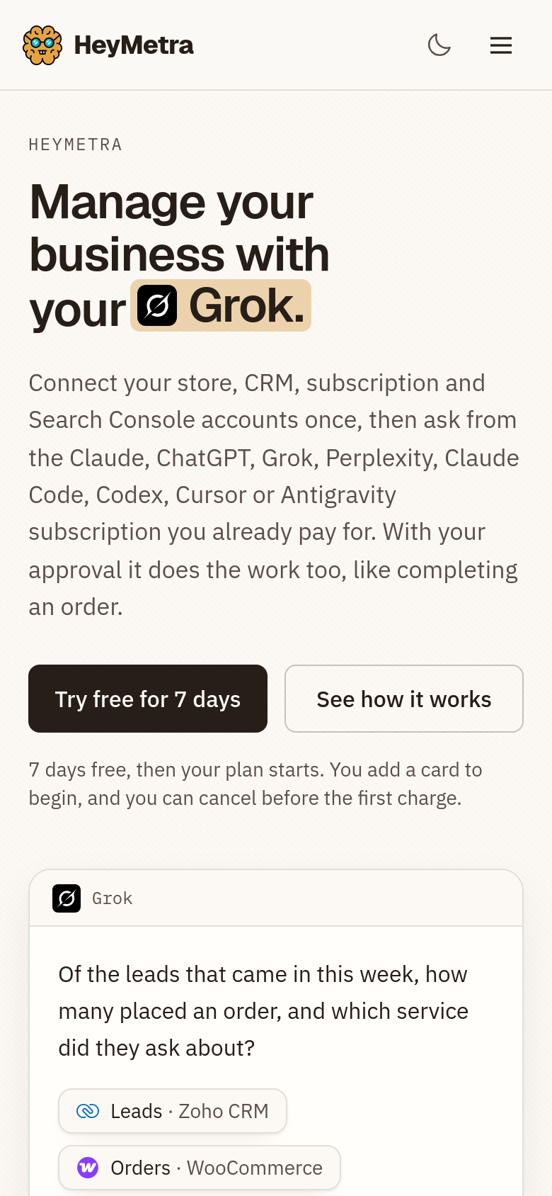 heymetra.com mobile capture of the first page