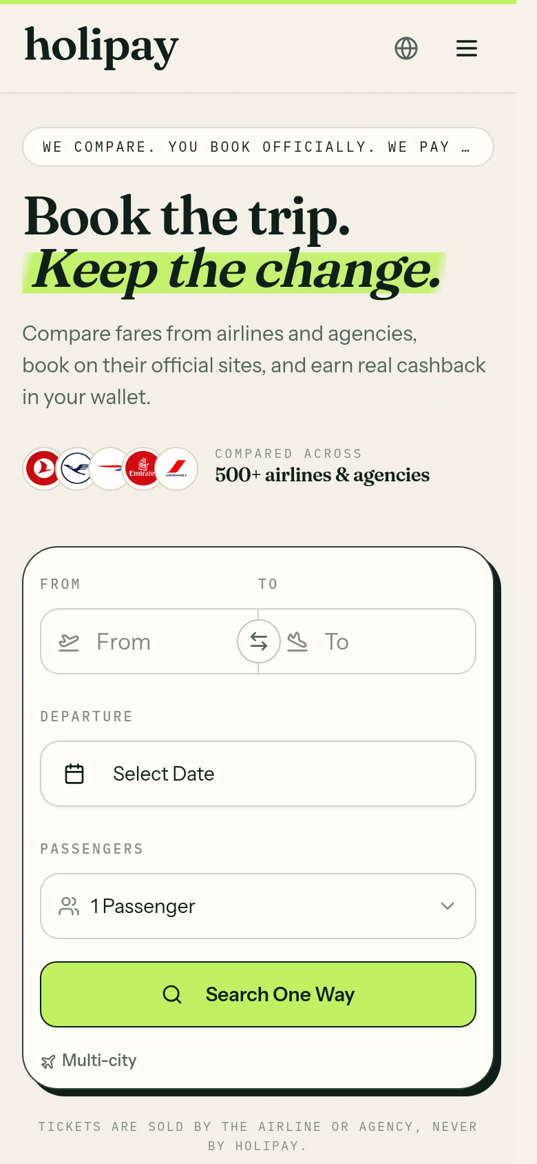 holipay.io mobile capture of the first page