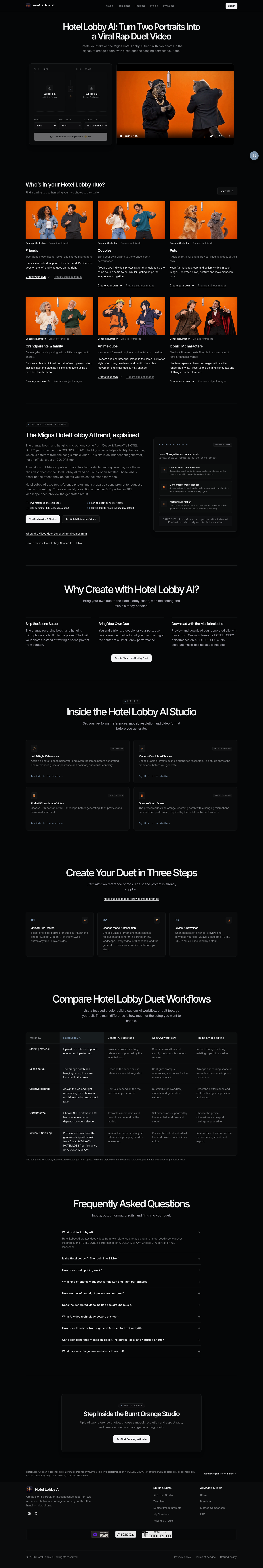 Nav section of hotellobby-ai.net