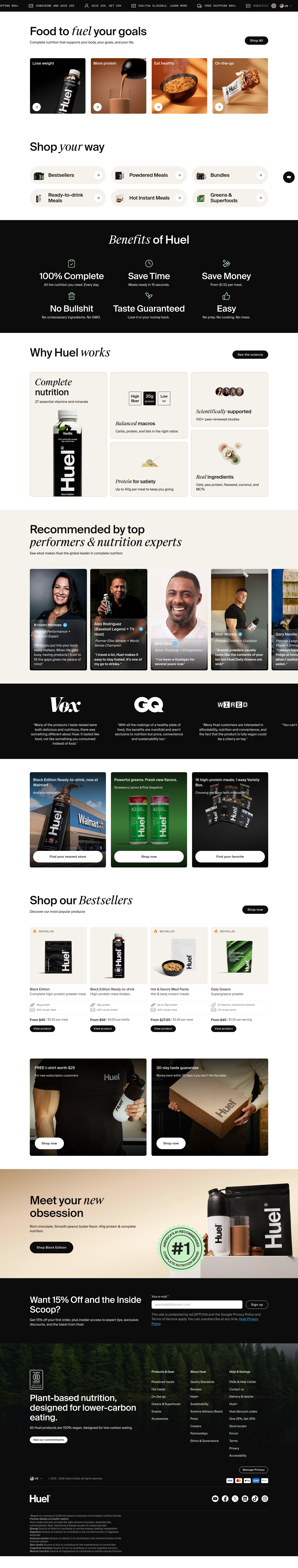 Nav section of huel.com