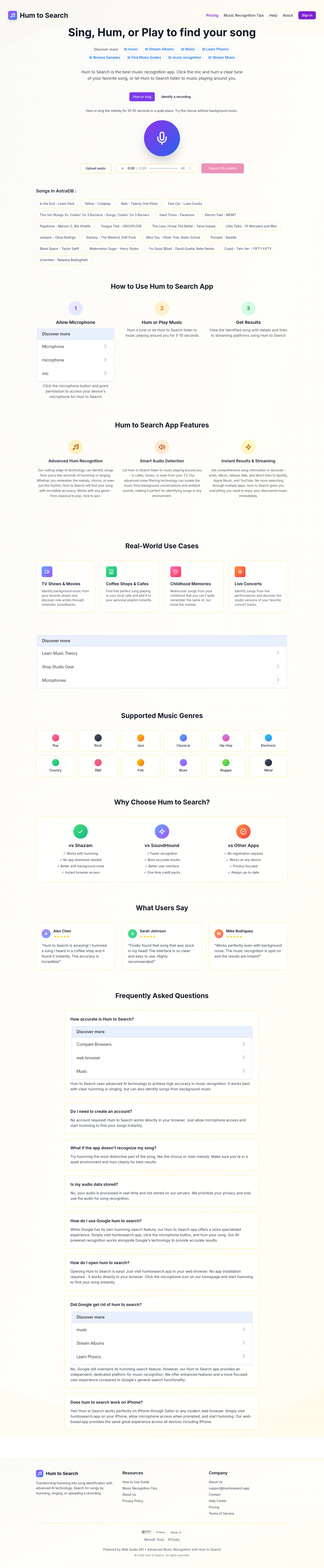 Logos section of humtosearch.app