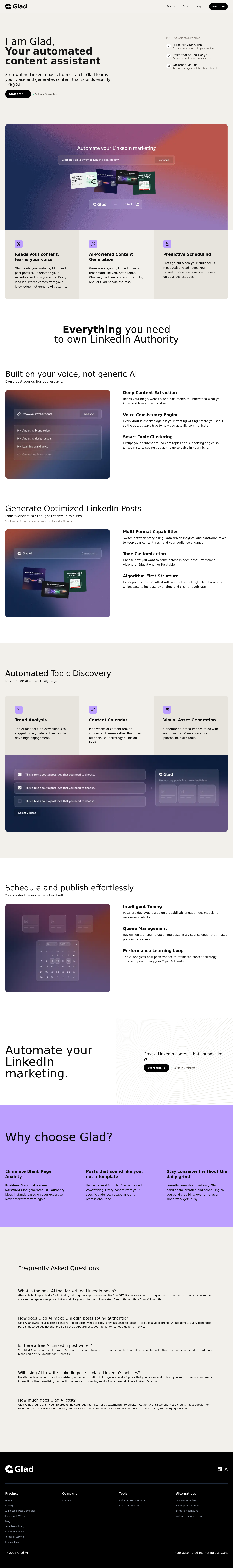 Nav section of iamglad.ai