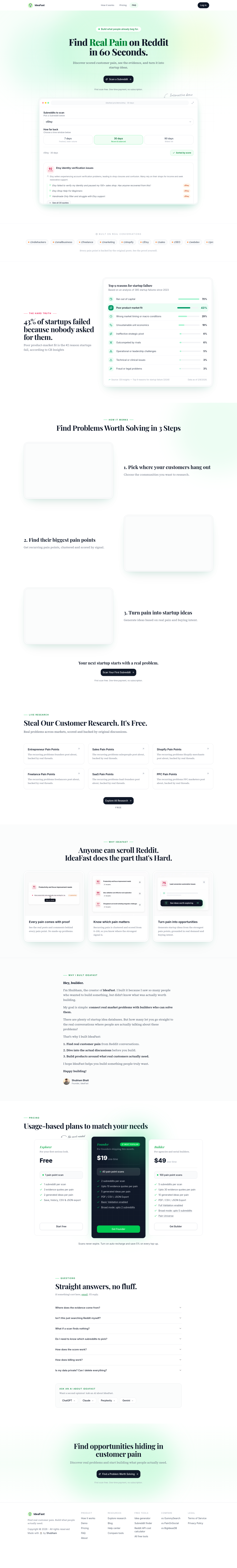 Nav section of ideafast.pro
