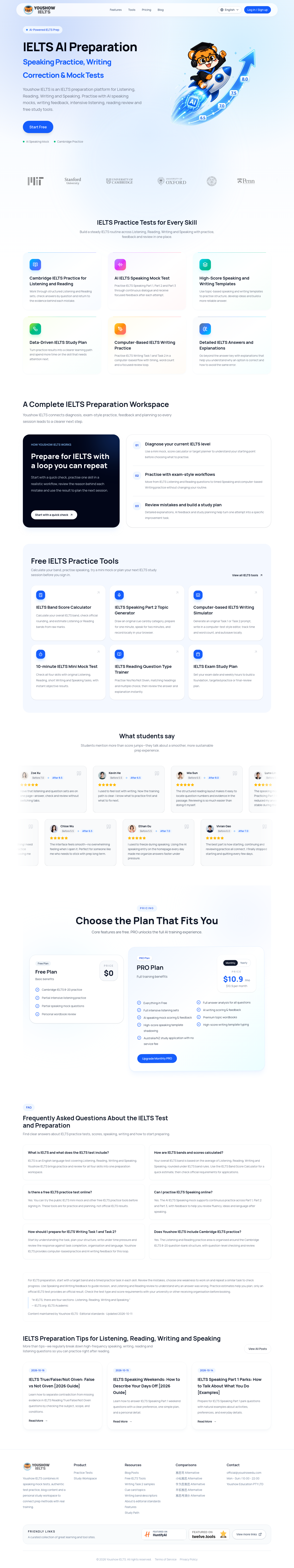 ielts.youshowedu.com — Hero + Logo Wall + Pricing + FAQ