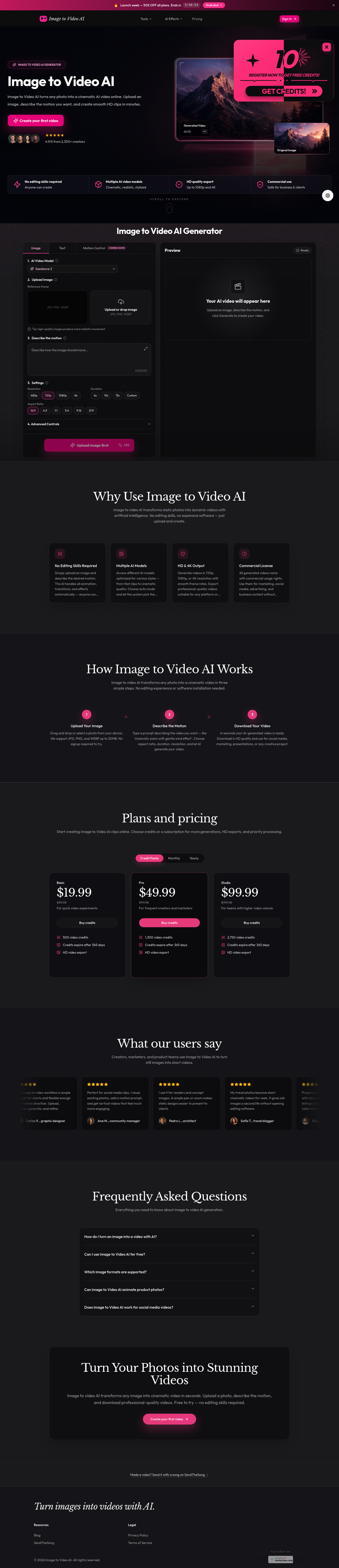 Nav section of image-to-video-ai.im