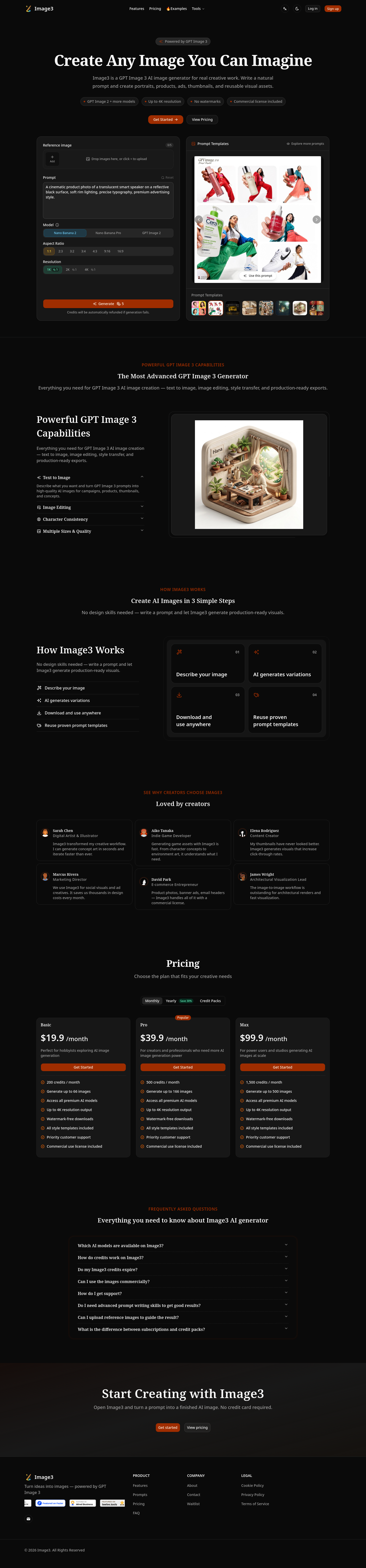 Nav section of image3.app