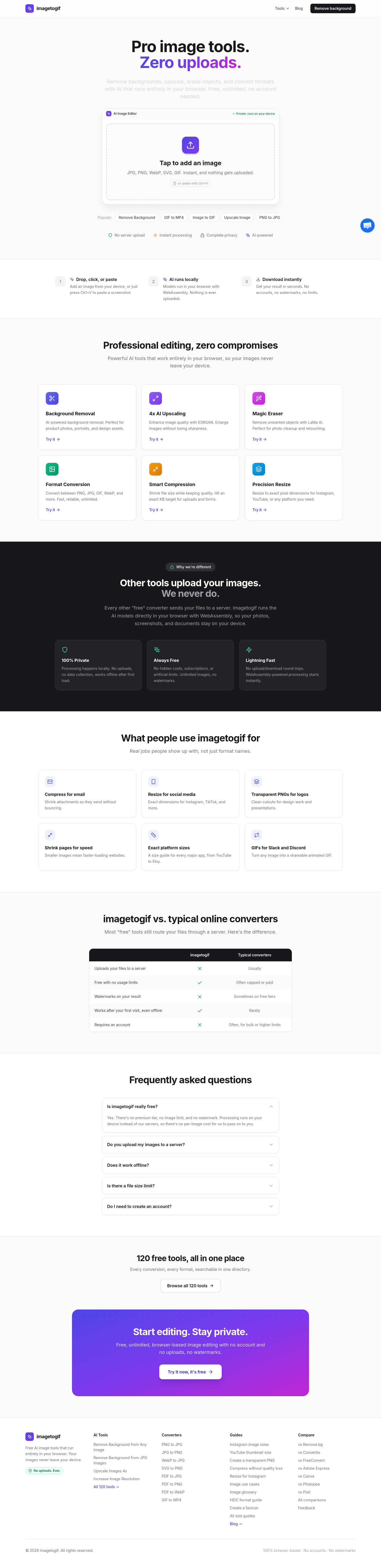 Nav section of imagetogif.com