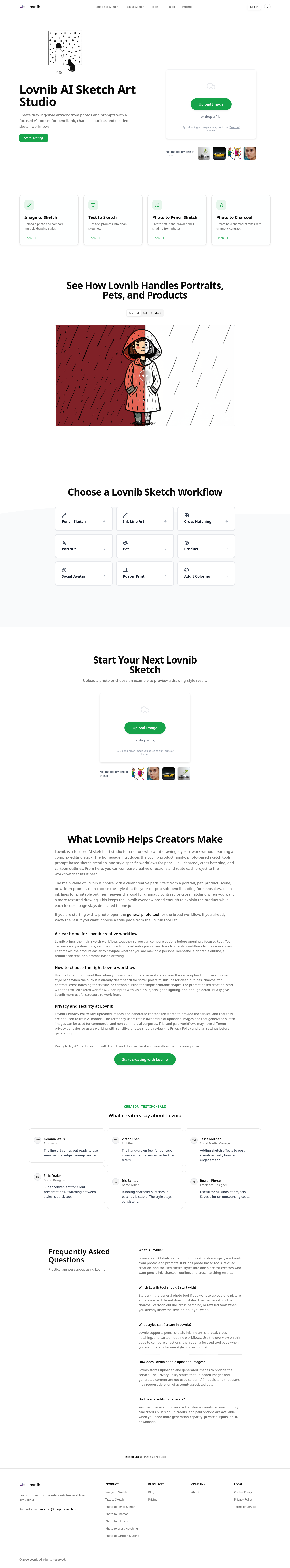 Nav section of imagetosketch.org