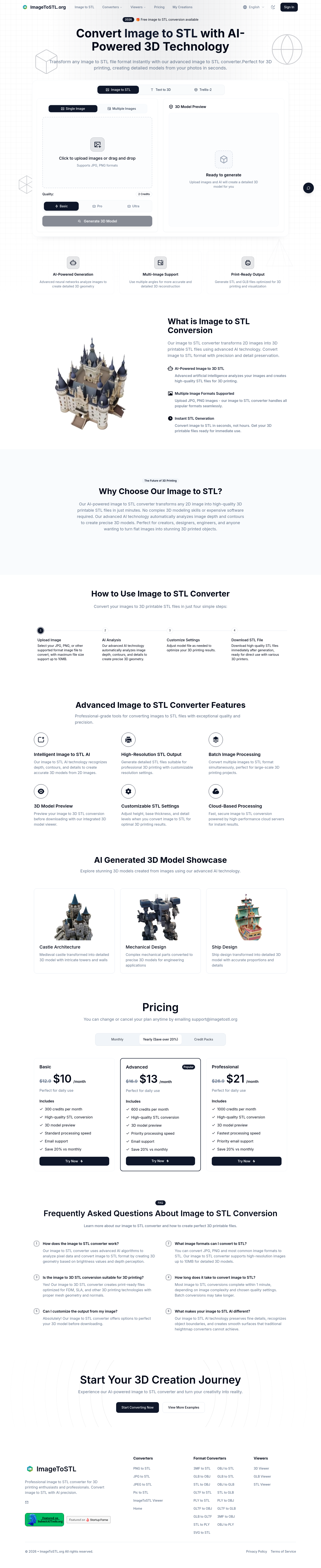 Nav section of imagetostl.org
