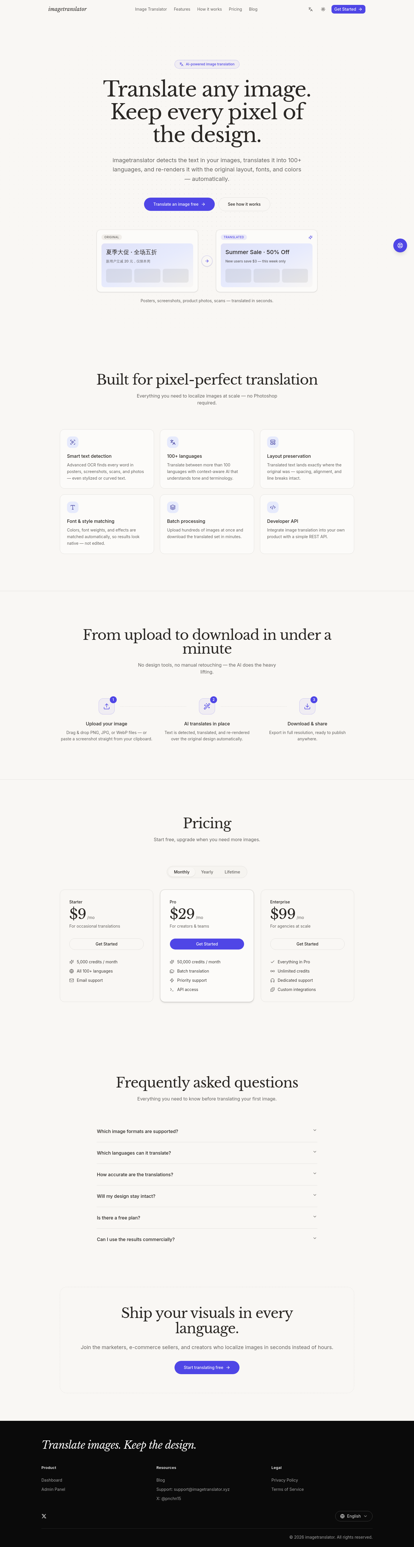 imagetranslator.xyz — The Pricing Page