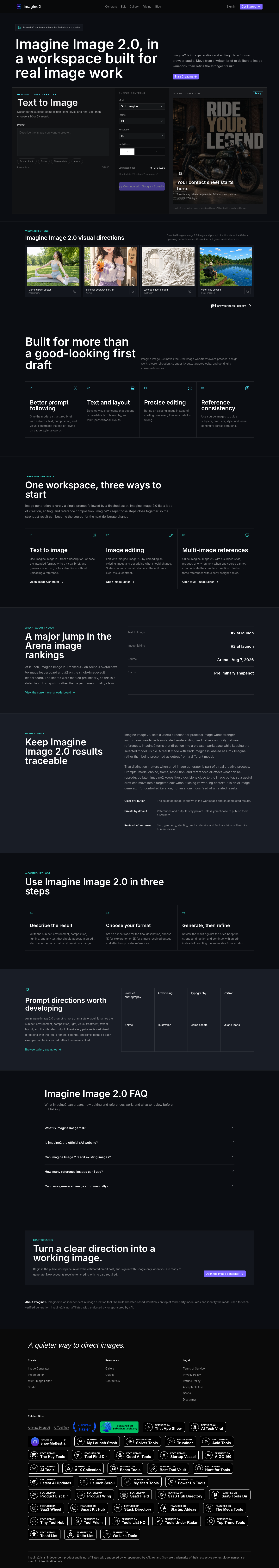 Nav section of imagine2.net