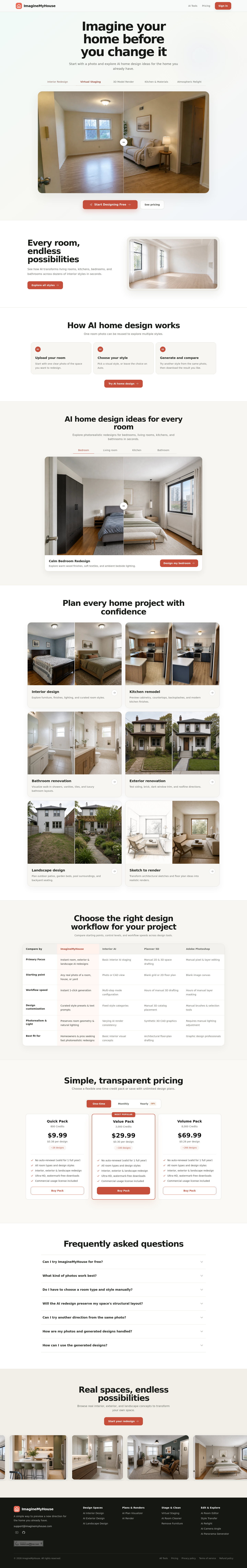 Nav section of imaginemyhouse.com