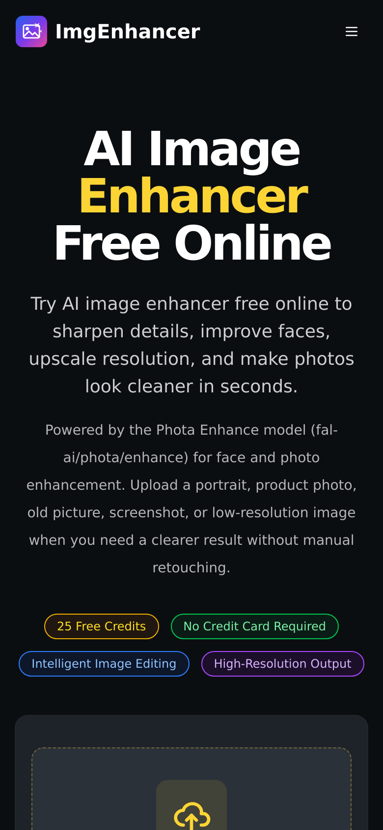 imgenhancer.co mobile capture of the first page