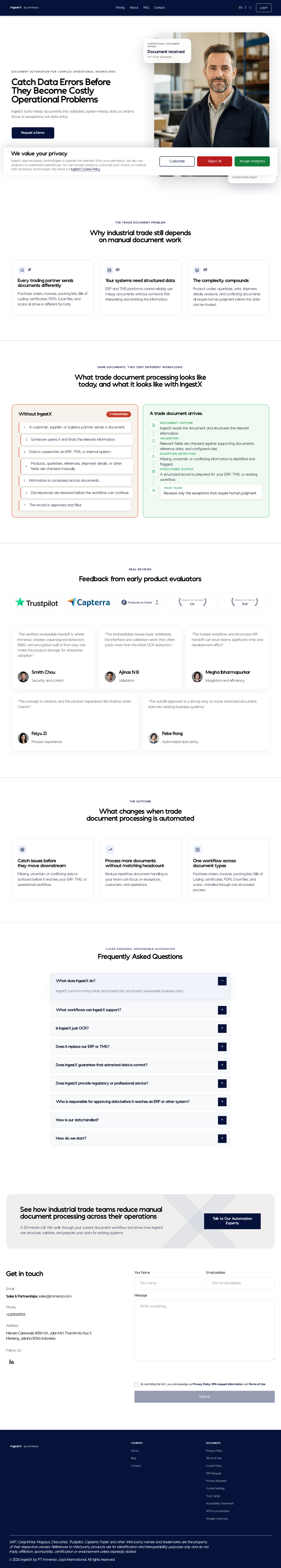 Nav section of immenzo.com