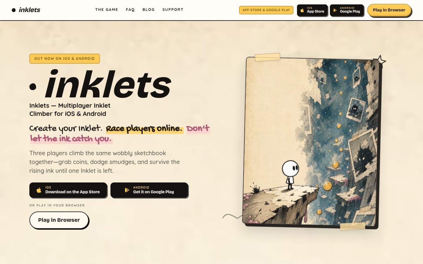 inklets.app desktop capture of the first page