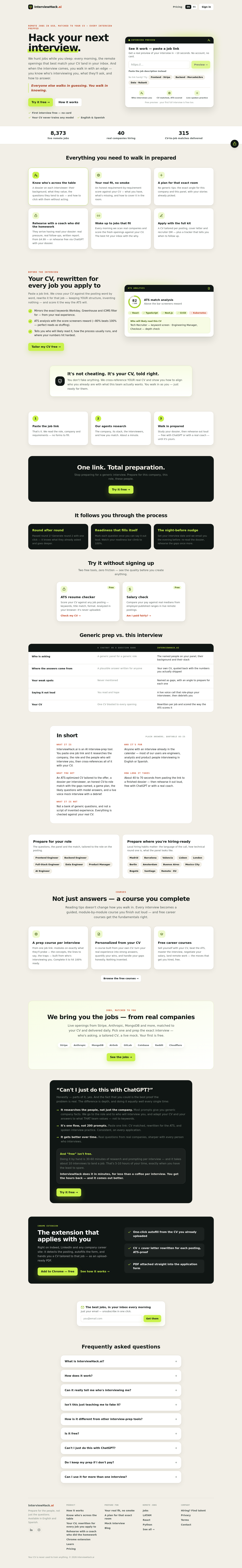 Nav section of interviewhack.ai