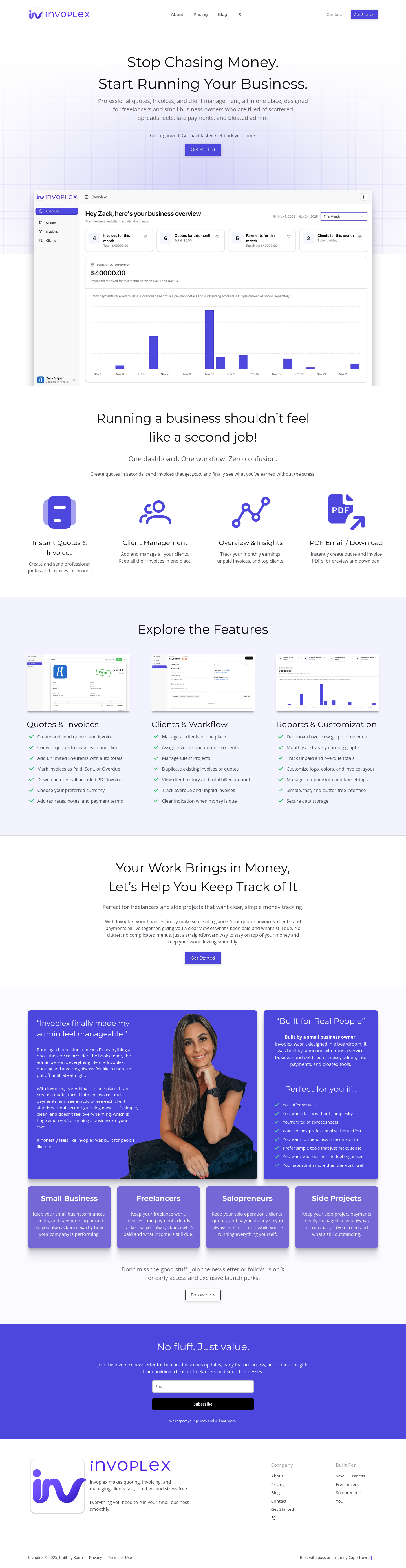 Nav section of invoplex.com