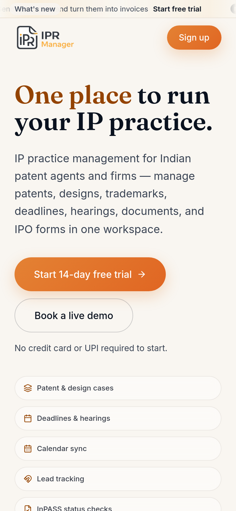 iprmanager.com mobile capture of the first page