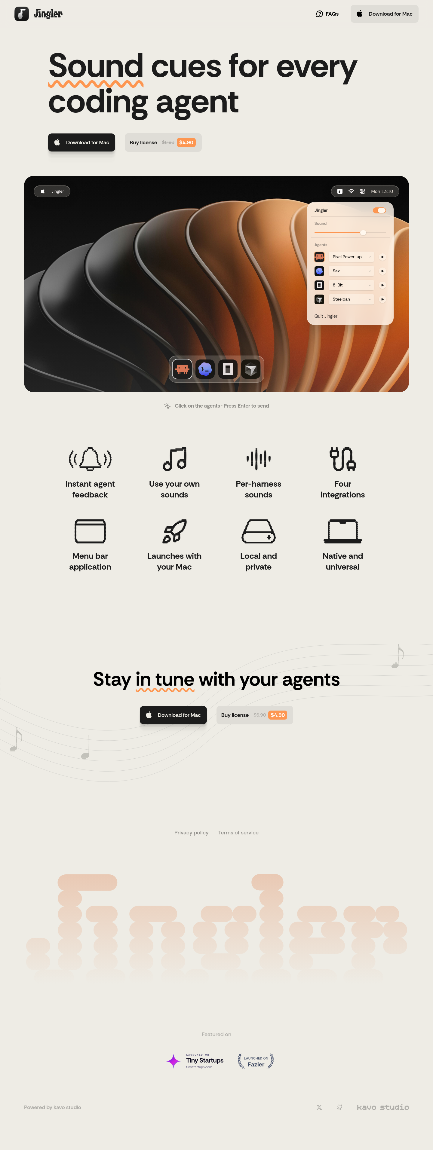 Nav section of jingler.kavostudio.dev