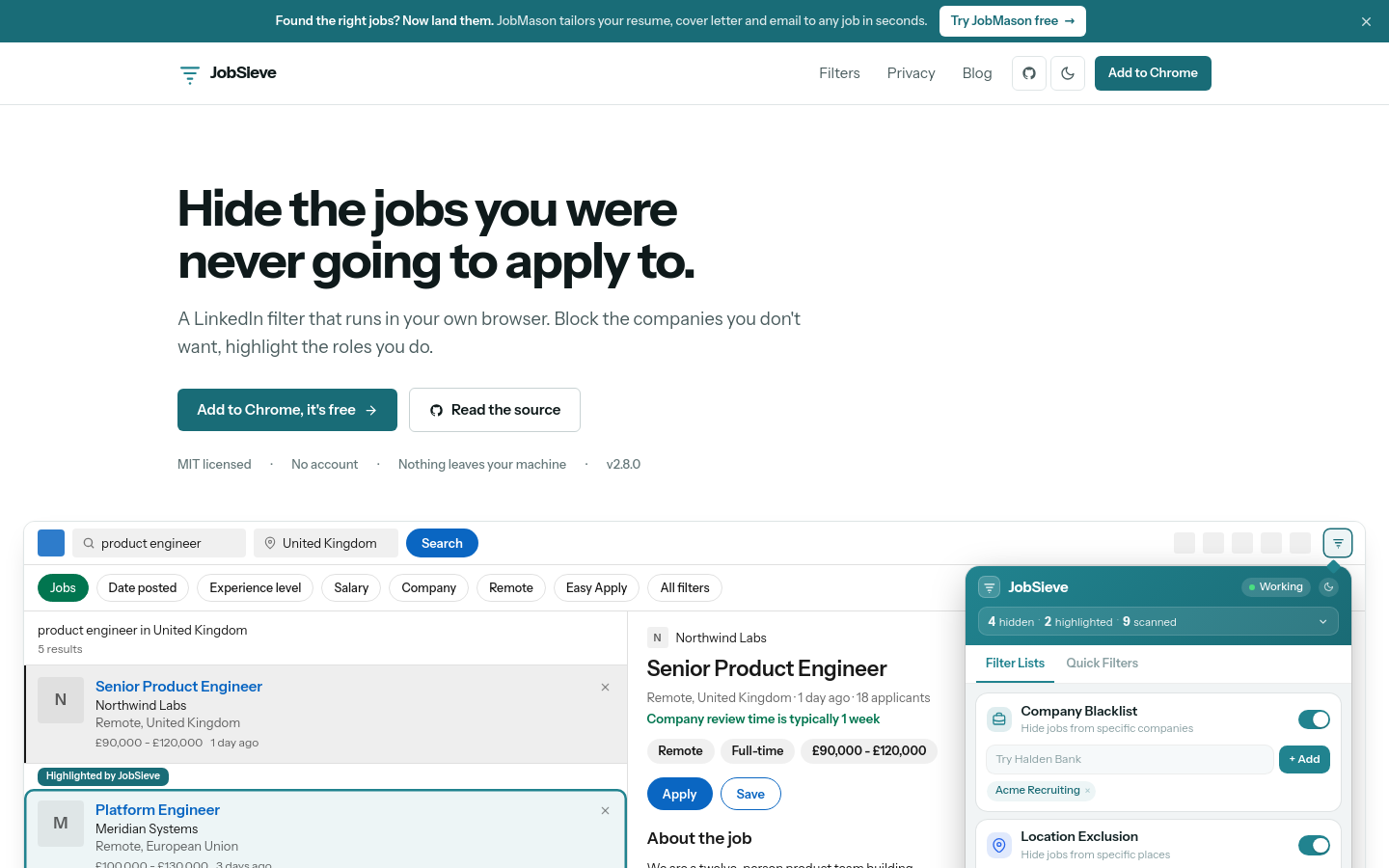 jobsieve.com desktop capture of the first page