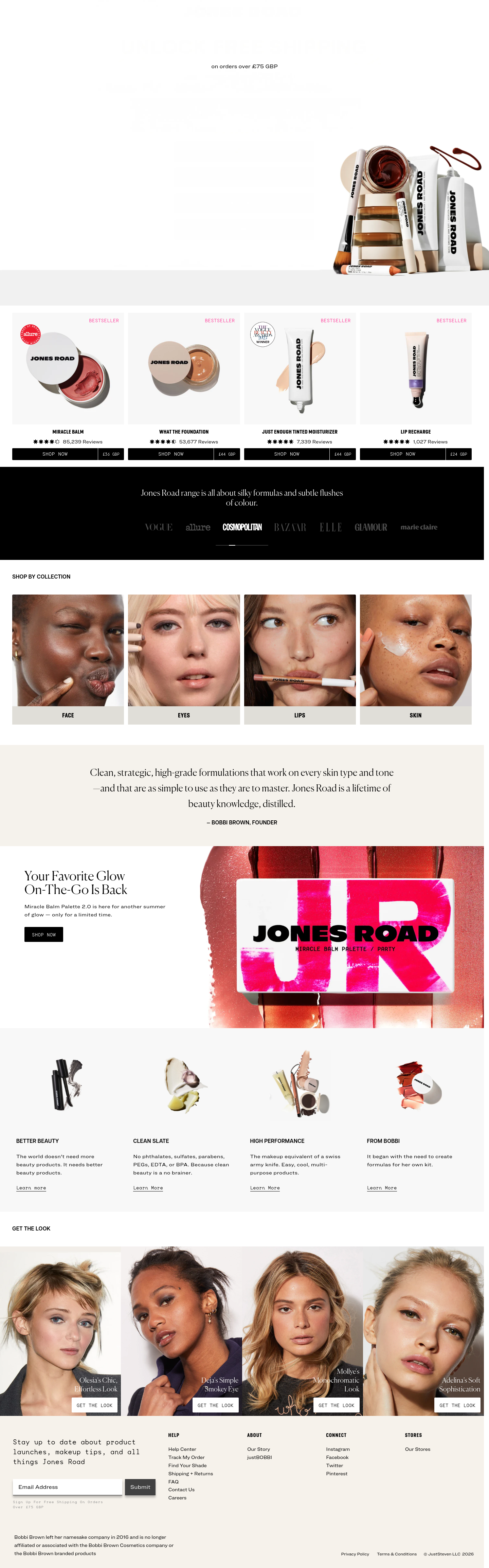 Hero section from jonesroadbeauty.com